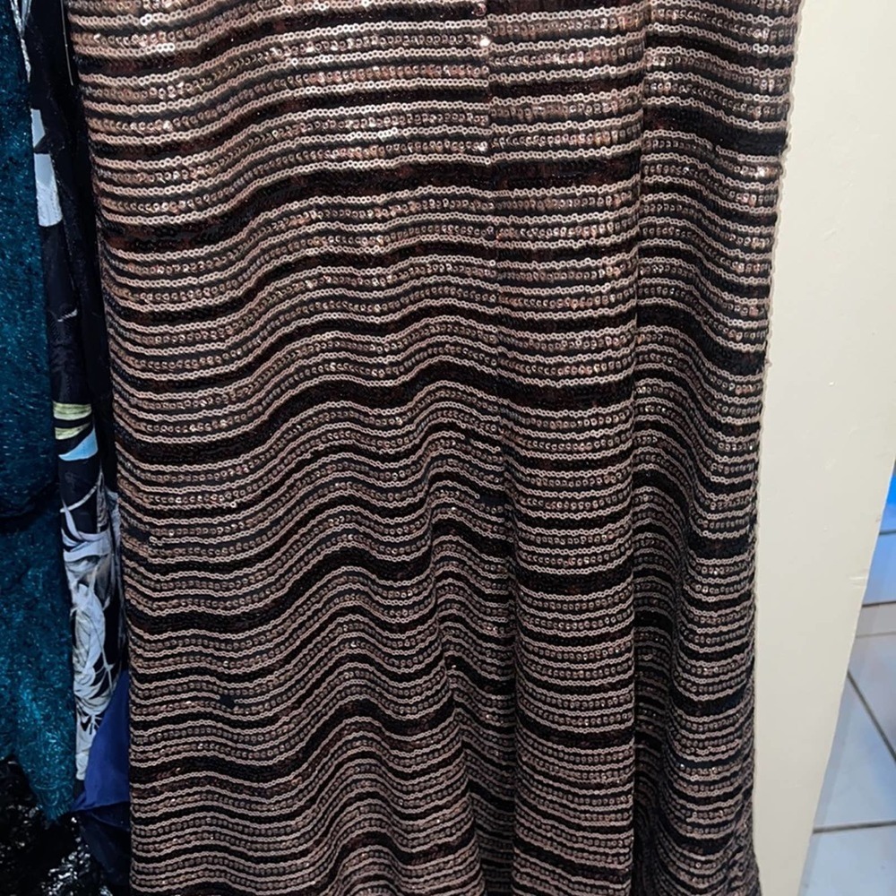 Badgley Mischka Collection Striped Sequin Gown - Picture 9 of 10